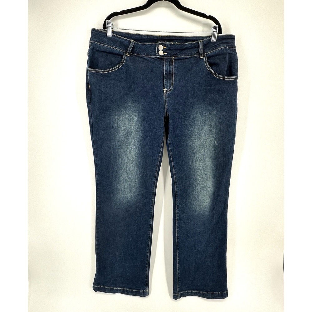 Flamingals Flamingo Dark Wash Mid Rise Straight Leg Jeans Women's 3XL Stretch
